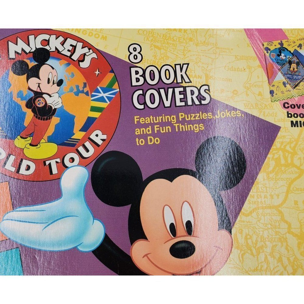 Vintage Mickey Mouse World Tour Book Covers Golden Disney - Picture 3 of 7